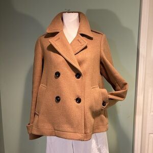 Gap women’s khaki wool blend cropped swing peacoat size M